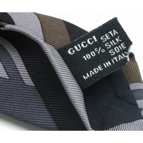 Gucci Geometric Silk Tie Navy Blue Multicolor - Picture 7 of 7